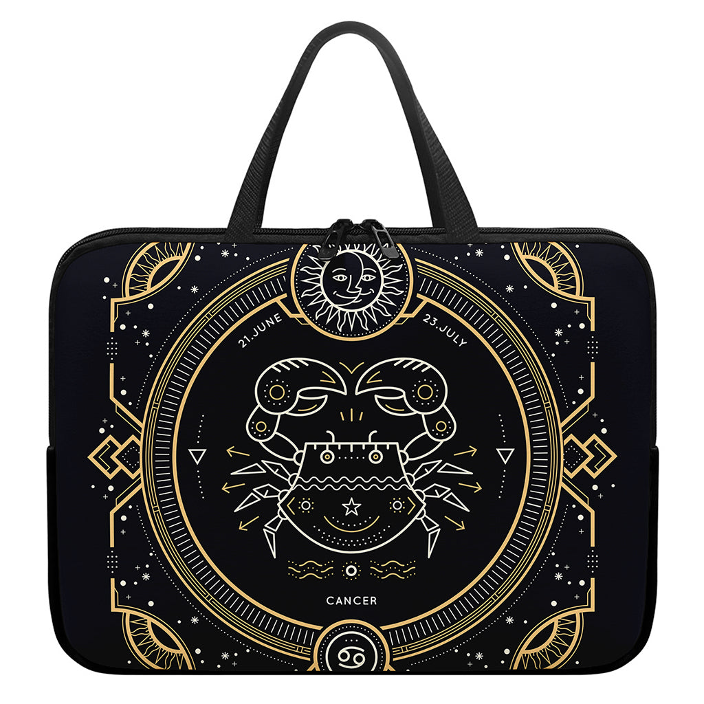Vintage Cancer Zodiac Sign Print Laptop Sleeve With Handle