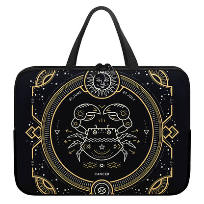 Vintage Cancer Zodiac Sign Print Laptop Sleeve With Handle