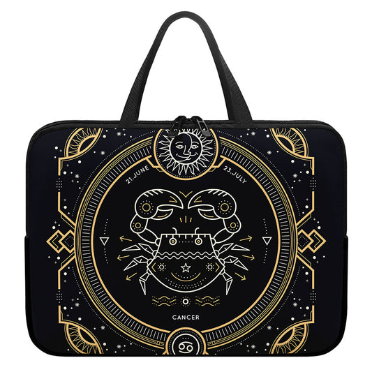 Vintage Cancer Zodiac Sign Print Laptop Sleeve With Handle