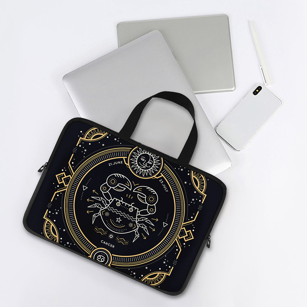 Vintage Cancer Zodiac Sign Print Laptop Sleeve With Handle