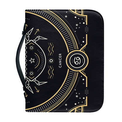 Vintage Cancer Zodiac Sign Print Leather Bible Cover