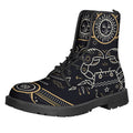 Vintage Cancer Zodiac Sign Print Lace-Up Boots