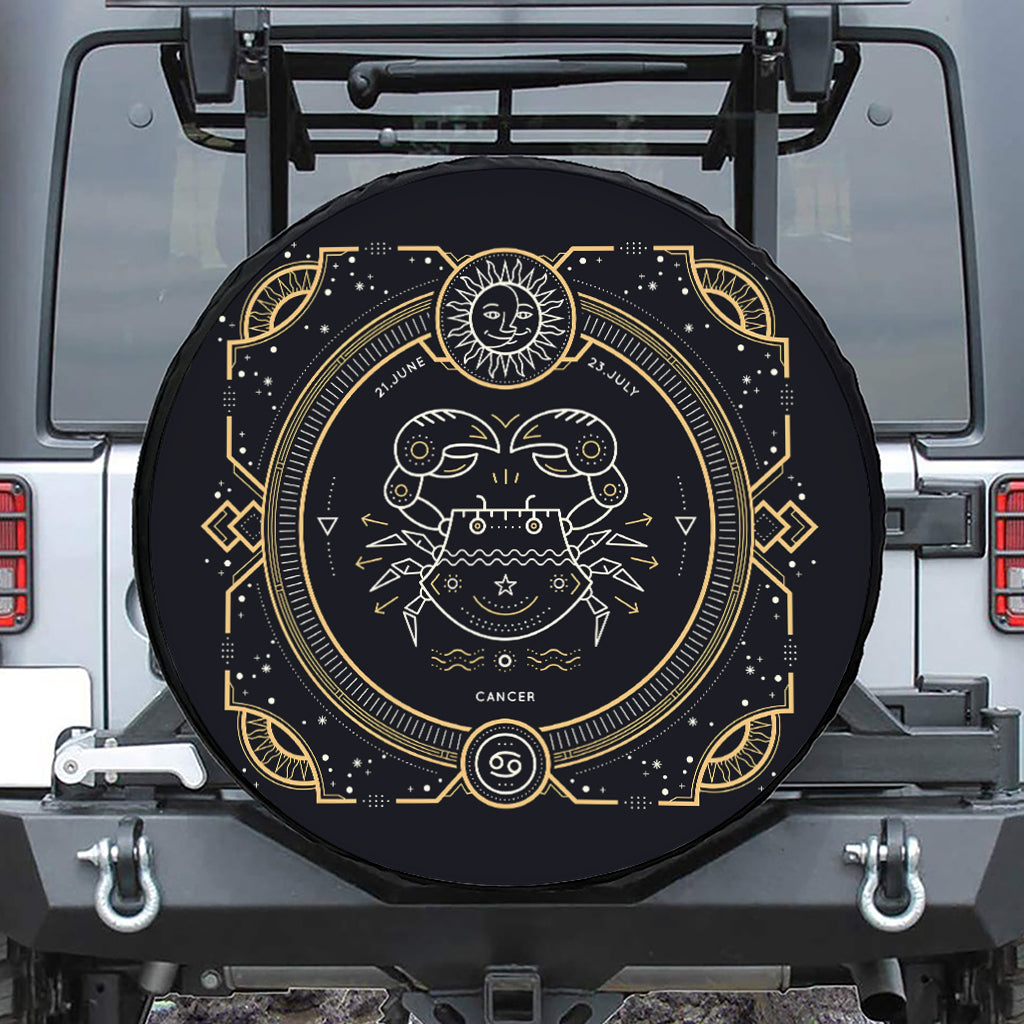 Vintage Cancer Zodiac Sign Print Leather Spare Tire Cover