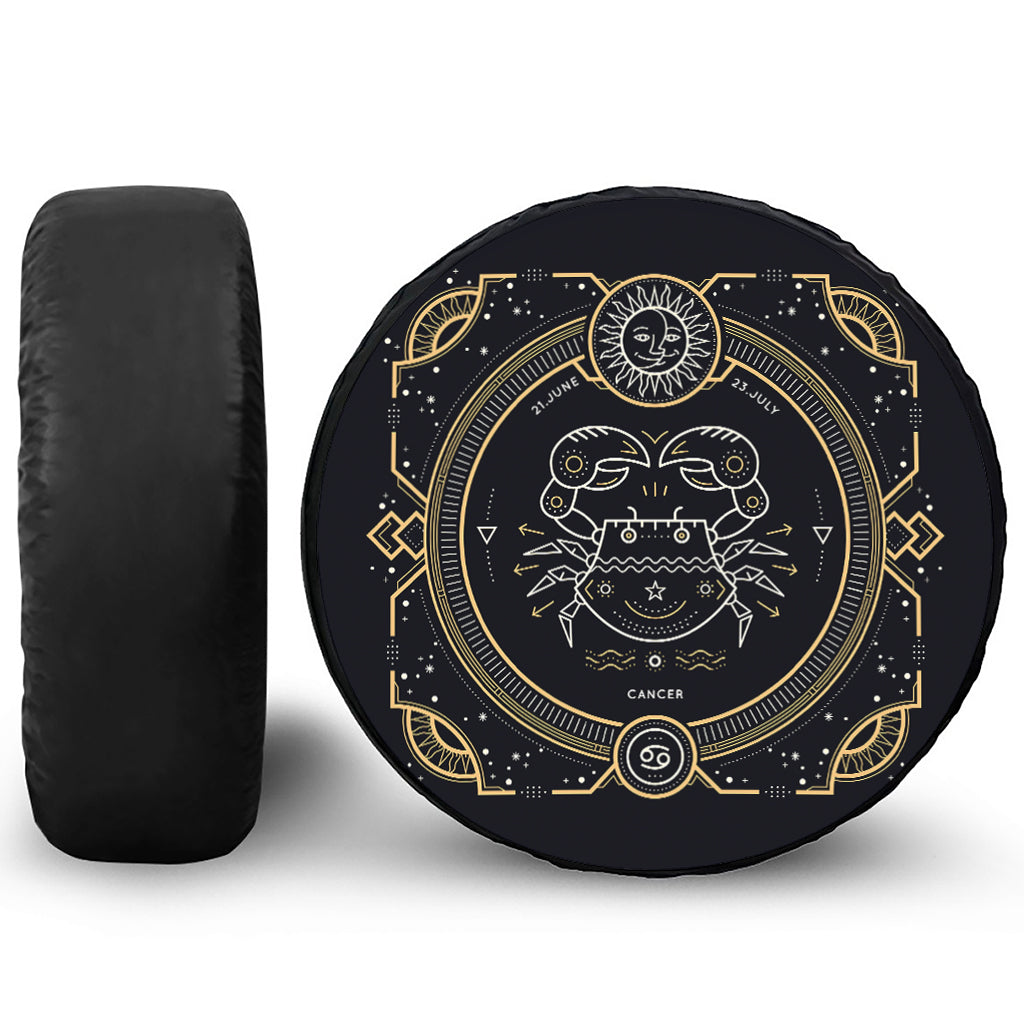 Vintage Cancer Zodiac Sign Print Leather Spare Tire Cover