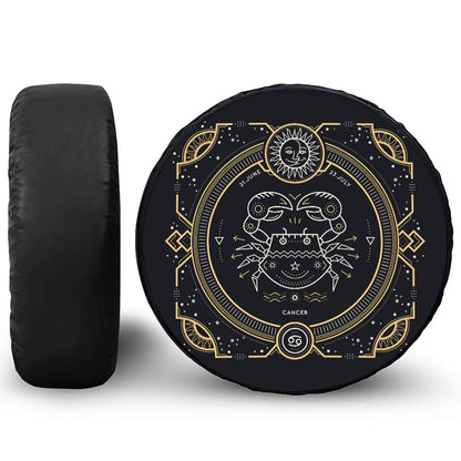 Vintage Cancer Zodiac Sign Print Leather Spare Tire Cover