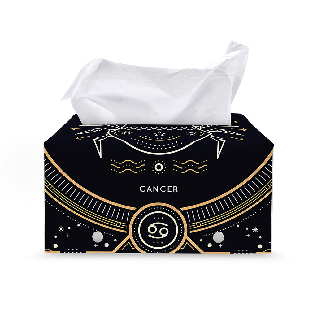Vintage Cancer Zodiac Sign Print Leather Tissue Box Cover