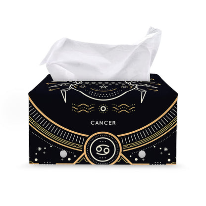 Vintage Cancer Zodiac Sign Print Leather Tissue Box Cover