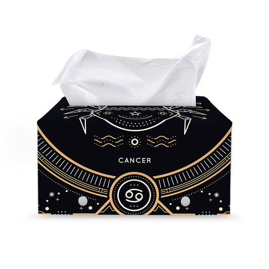 Vintage Cancer Zodiac Sign Print Leather Tissue Box Cover