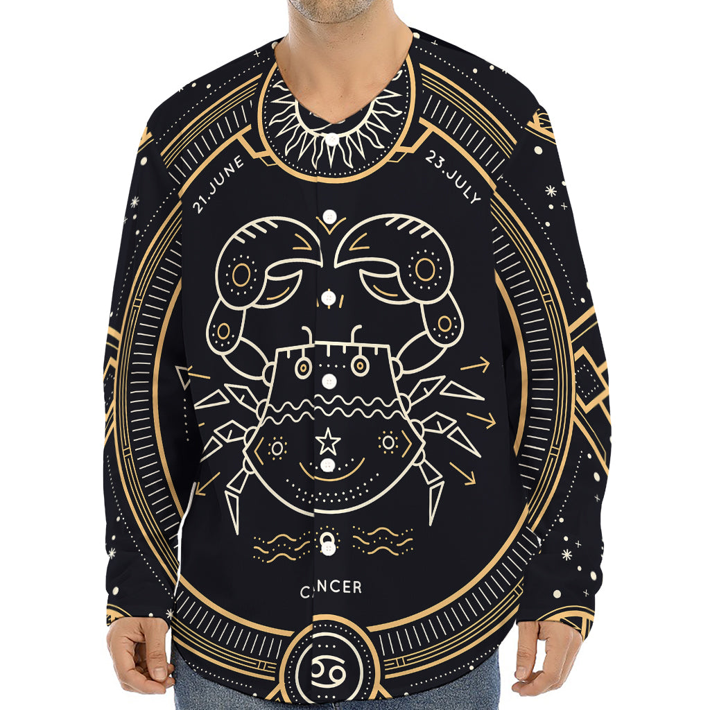 Vintage Cancer Zodiac Sign Print Long Sleeve Baseball Jersey