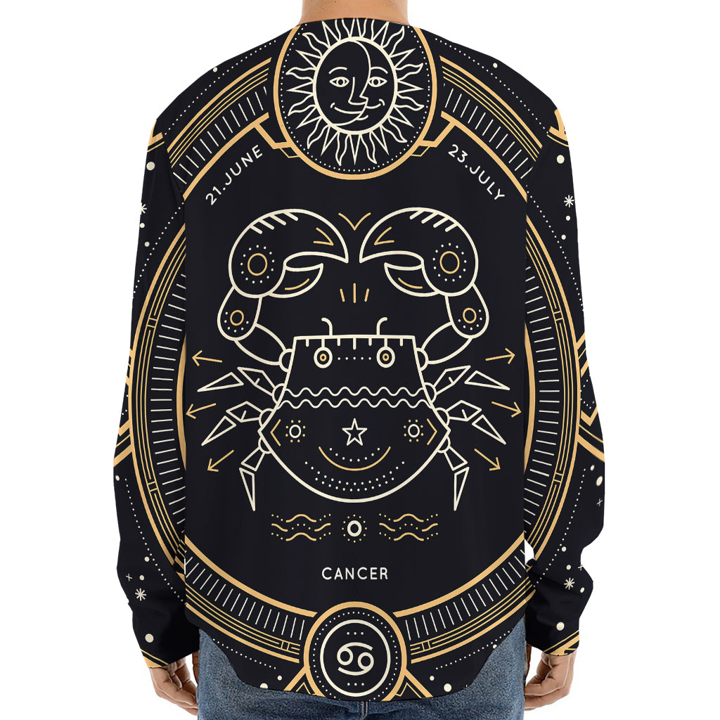 Vintage Cancer Zodiac Sign Print Long Sleeve Baseball Jersey