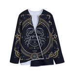 Vintage Cancer Zodiac Sign Print Long Sleeve Short Coat