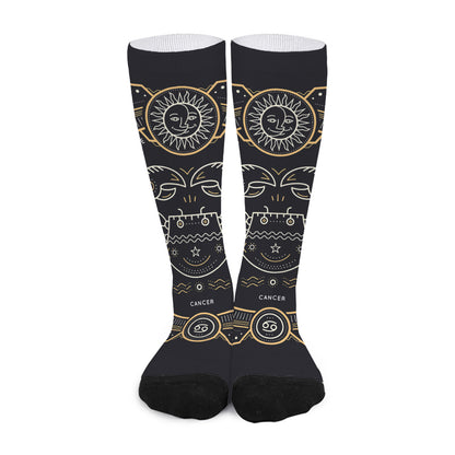Vintage Cancer Zodiac Sign Print Long Socks