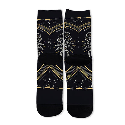 Vintage Cancer Zodiac Sign Print Long Socks