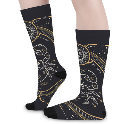Vintage Cancer Zodiac Sign Print Long Socks