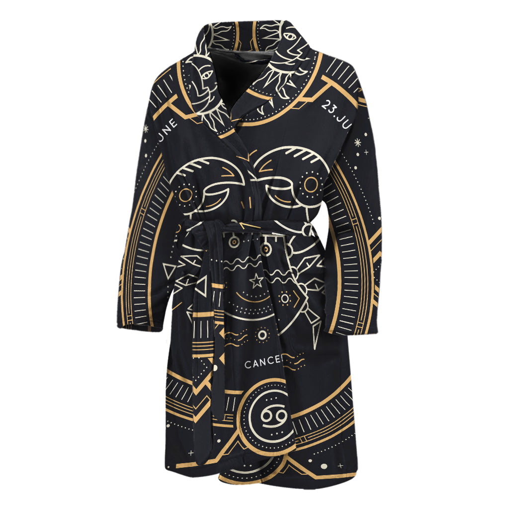 Vintage Cancer Zodiac Sign Print Men's Bathrobe