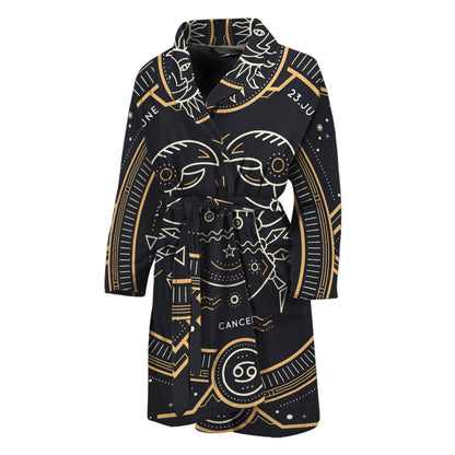 Vintage Cancer Zodiac Sign Print Men's Bathrobe