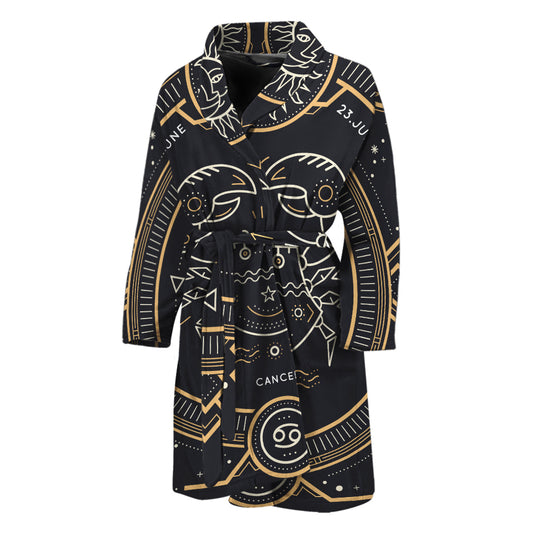 Vintage Cancer Zodiac Sign Print Men's Bathrobe
