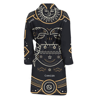 Vintage Cancer Zodiac Sign Print Men's Bathrobe