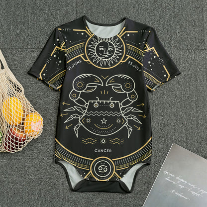 Vintage Cancer Zodiac Sign Print Men's Bodysuit