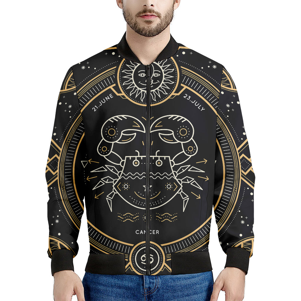 Vintage Cancer Zodiac Sign Print Men's Bomber Jacket