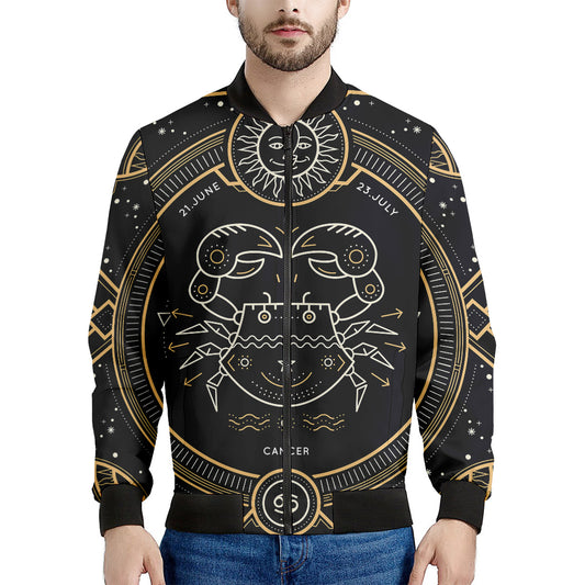 Vintage Cancer Zodiac Sign Print Men's Bomber Jacket