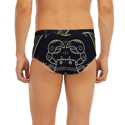 Vintage Cancer Zodiac Sign Print Men's Briefs