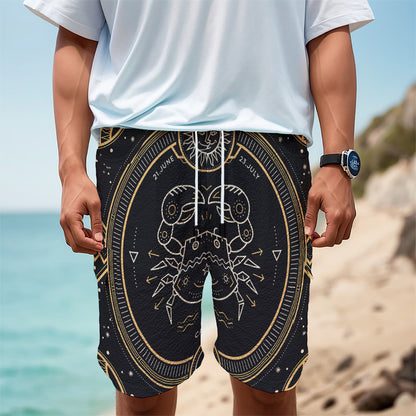 Vintage Cancer Zodiac Sign Print Men's Cargo Shorts