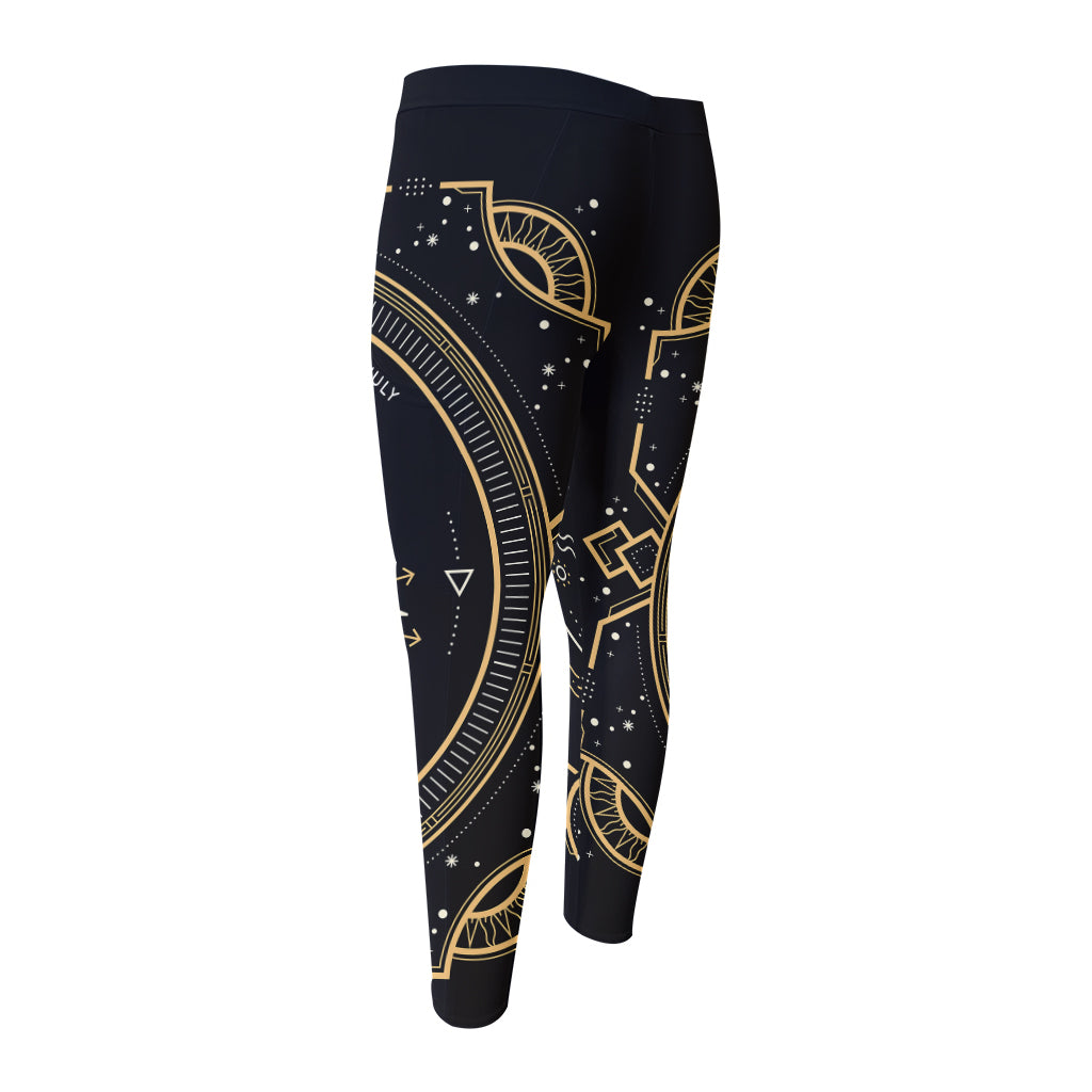 Vintage Cancer Zodiac Sign Print Men's Compression Pants