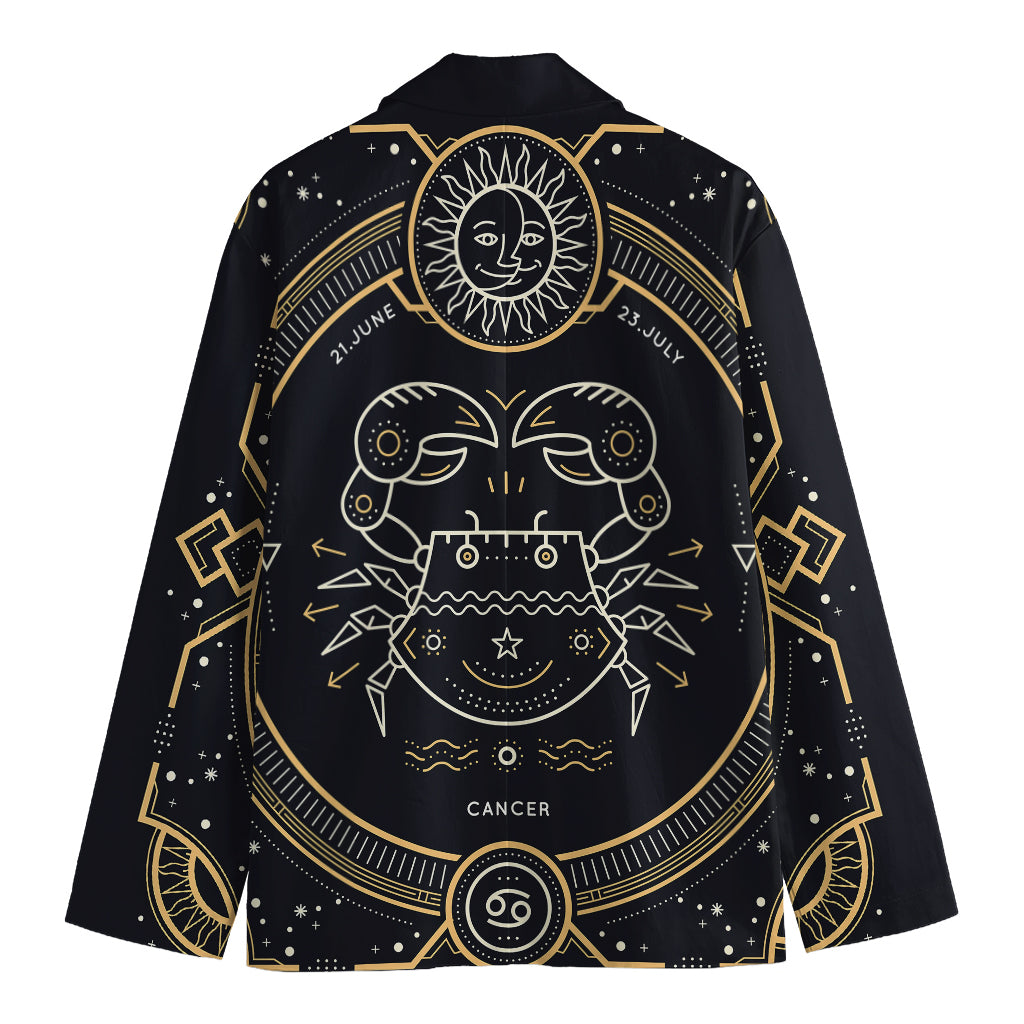 Vintage Cancer Zodiac Sign Print Men's Cotton Blazer