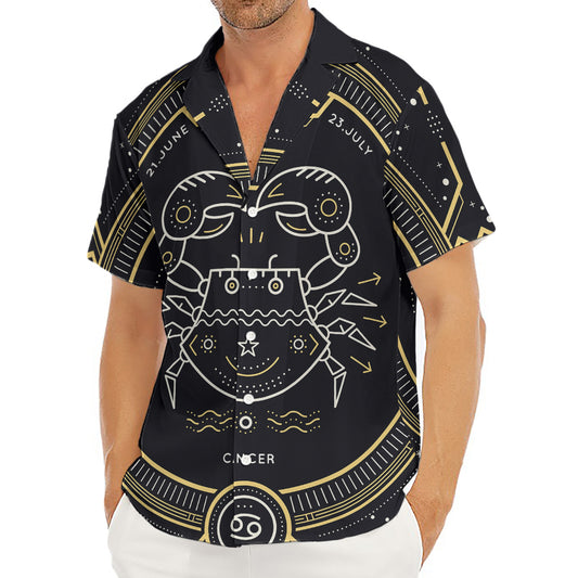 Vintage Cancer Zodiac Sign Print Men's Deep V-Neck Shirt