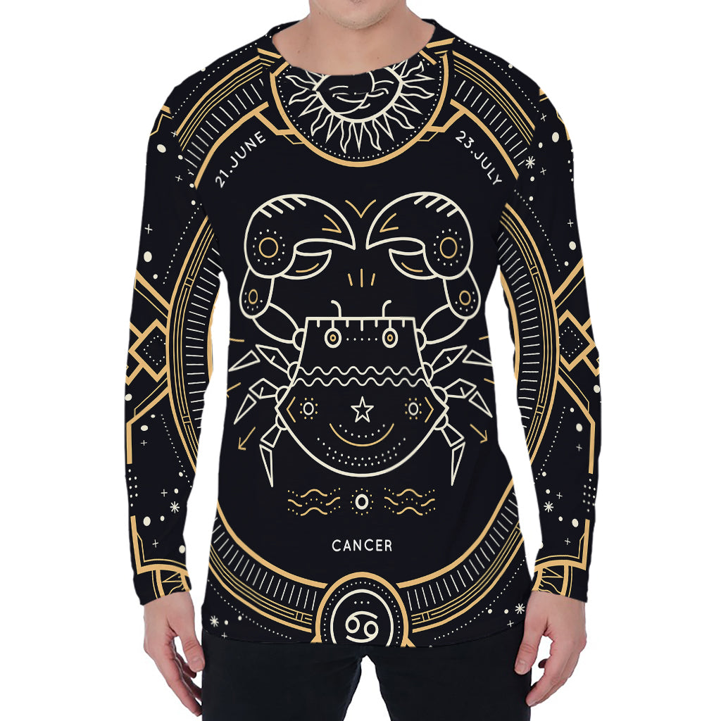 Vintage Cancer Zodiac Sign Print Men's Long Sleeve T-Shirt