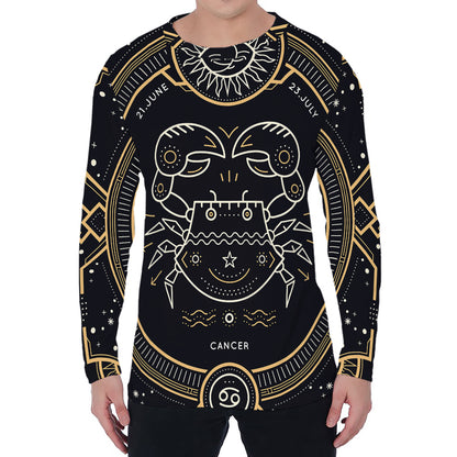 Vintage Cancer Zodiac Sign Print Men's Long Sleeve T-Shirt