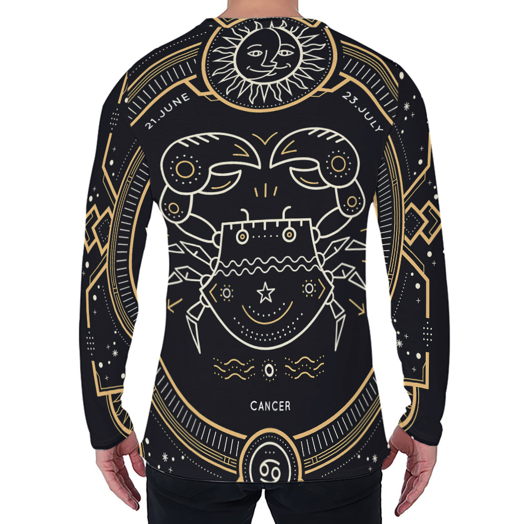 Vintage Cancer Zodiac Sign Print Men's Long Sleeve T-Shirt
