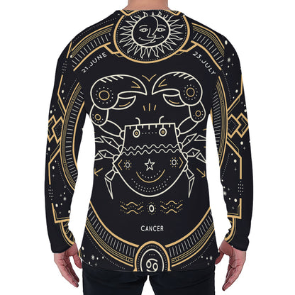 Vintage Cancer Zodiac Sign Print Men's Long Sleeve T-Shirt