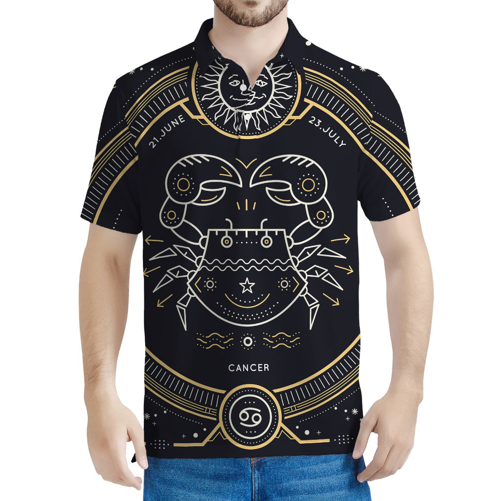Vintage Cancer Zodiac Sign Print Men's Polo Shirt