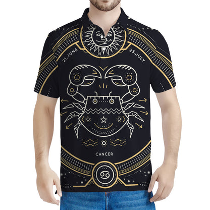 Vintage Cancer Zodiac Sign Print Men's Polo Shirt