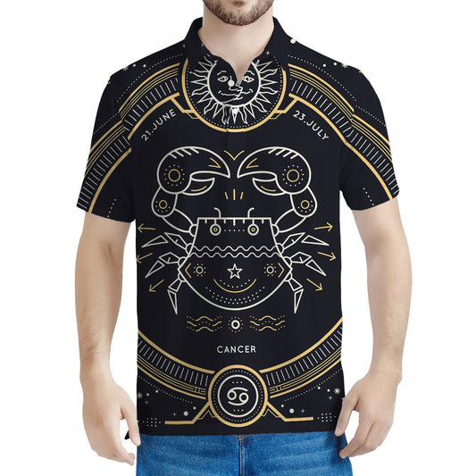 Vintage Cancer Zodiac Sign Print Men's Polo Shirt