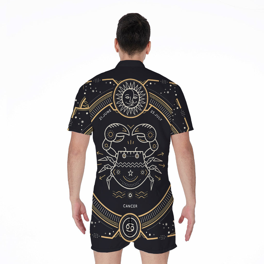 Vintage Cancer Zodiac Sign Print Men's Rompers