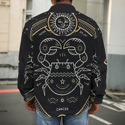 Vintage Cancer Zodiac Sign Print Men's Shirt Jacket