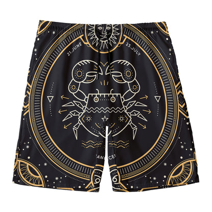 Vintage Cancer Zodiac Sign Print Men's Swim Trunks
