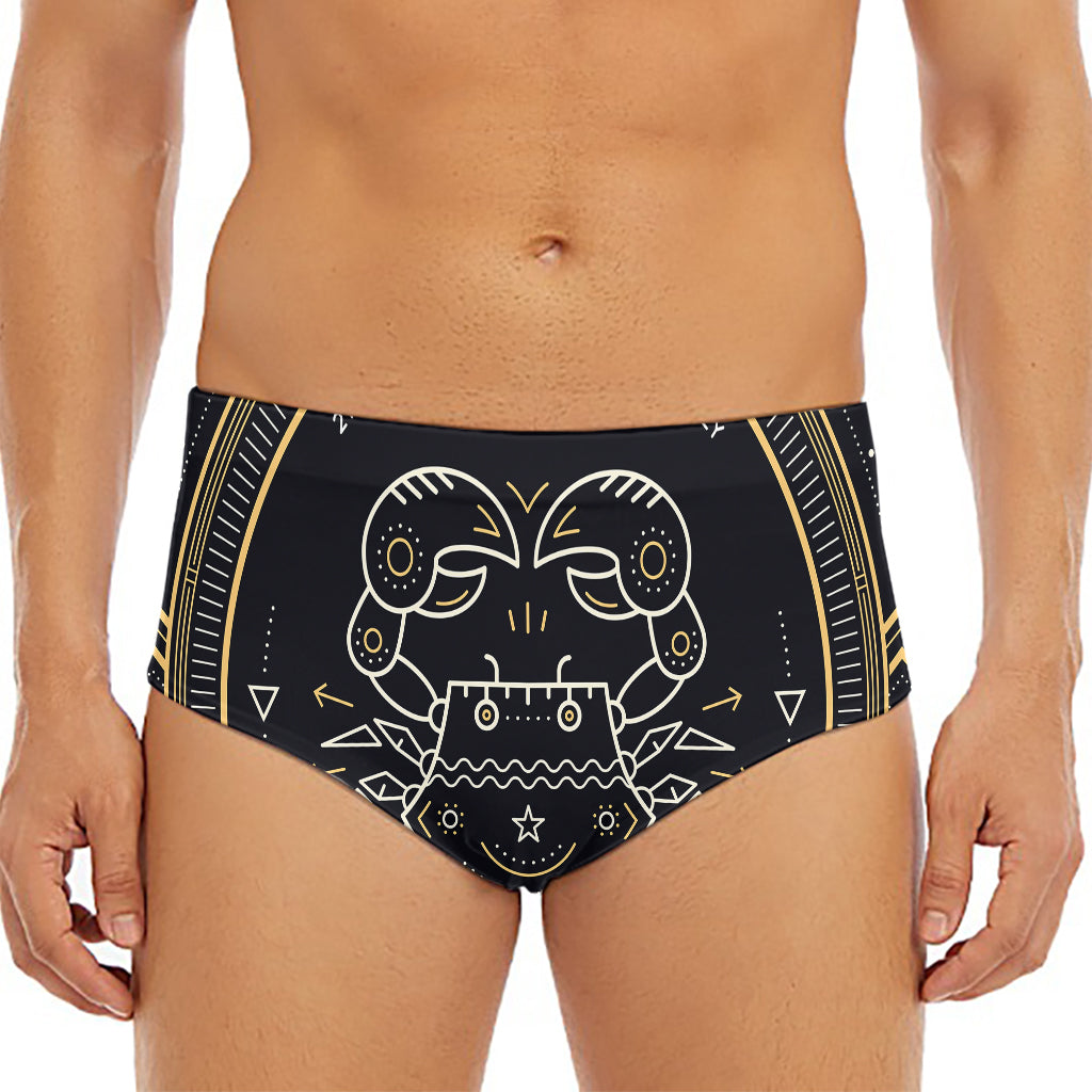 Vintage Cancer Zodiac Sign Print Men's Triangle Swim Briefs