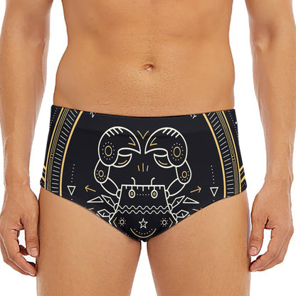 Vintage Cancer Zodiac Sign Print Men's Triangle Swim Briefs