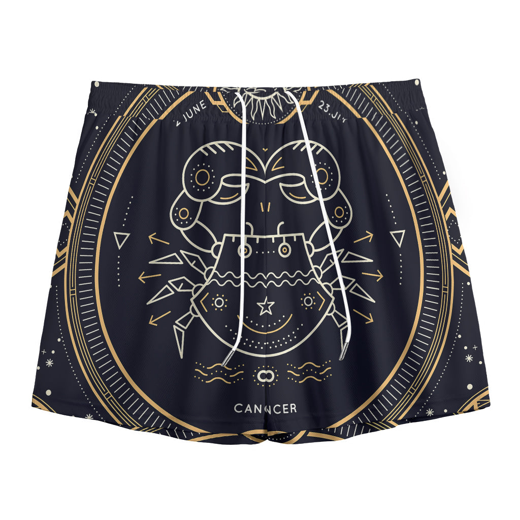 Vintage Cancer Zodiac Sign Print Mesh Shorts