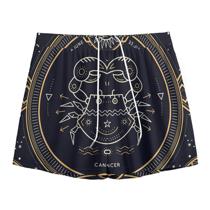 Vintage Cancer Zodiac Sign Print Mesh Shorts