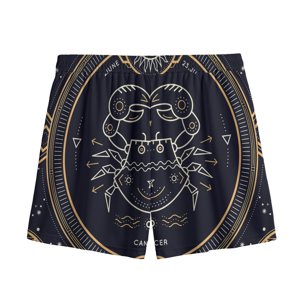 Vintage Cancer Zodiac Sign Print Mesh Shorts