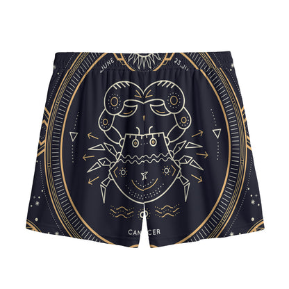 Vintage Cancer Zodiac Sign Print Mesh Shorts