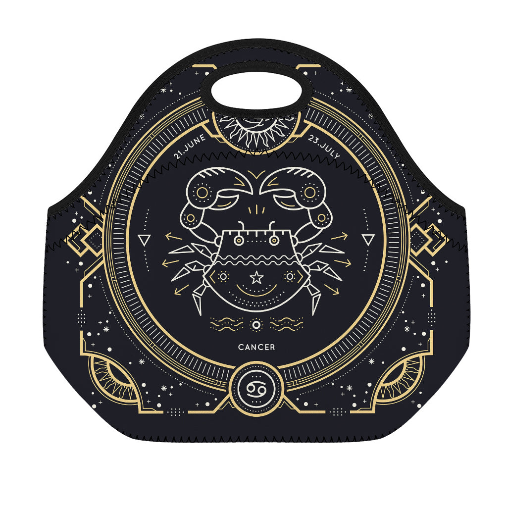 Vintage Cancer Zodiac Sign Print Neoprene Lunch Bag