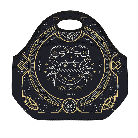 Vintage Cancer Zodiac Sign Print Neoprene Lunch Bag