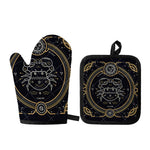 Vintage Cancer Zodiac Sign Print Oven Mitt And Pot Holder Set