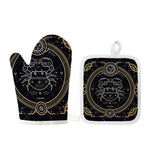 Vintage Cancer Zodiac Sign Print Oven Mitt And Pot Holder Set